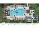 Community aerial view highlights resort pool, activity deck, fire pit, and game lawn at 2445 Red Maple Xing Se, Smyrna, GA 30080