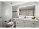 Bathroom features modern vanity with marble countertop, illuminated mirror, and tiled walk-in shower at 6851 Roswell Rd # N10, Sandy Springs, GA 30328
