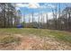 A large, expansive backyard with grass and trees. Includes blue shelters at 41 Silverthorne Ct, Douglasville, GA 30134