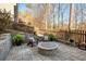 Outdoor living space with stone patio, fire pit, and two Adirondack chairs at 3966 Creekview Ridge Dr, Buford, GA 30518