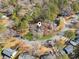 Scenic aerial view of a home nestled in a lush, tree-filled neighborhood with mature trees at 2110 Laurel Mill Way, Roswell, GA 30076