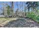 Backyard with stone retaining walls, trees, and foliage at 2953 Hardman Ne Ct, Atlanta, GA 30305