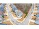 Aerial view of a home with well maintained yard, walkway, and driveway in a suburban neighborhood at 108 Rex Ave, Canton, GA 30114