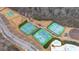 Aerial view of community tennis courts, basketball court, and playground near wooded area at 108 Rex Ave, Canton, GA 30114