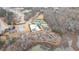 Aerial view of community pool, tennis courts, and parking area, situated near wooded area at 108 Rex Ave, Canton, GA 30114