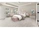 Bright bedroom features a trunk, neutral decor, and two windows with neighborhood views at 3114 Thicket Ln, Atlanta, GA 30349