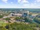Stunning aerial view of urban community, lush greenery, and skyline in distance under a blue, partly cloudy sky at 2707 Cumberland Se Ct, Smyrna, GA 30080