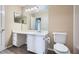 Bathroom with large countertop and vanity that provides ample space for getting ready at 3852 Woodridge Way, Tucker, GA 30084
