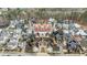 A high-angle view showcases the planned community's unique homes nestled amongst mature trees at 11279 Serenbe Ln, Chattahoochee Hills, GA 30268
