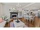 Open concept living area with a fireplace, hardwood floors and an open floor plan at 3286 Sweetleaf Ln, Buford, GA 30519