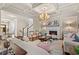 Spacious living room with a fireplace, coffered ceilings, and staircase, offering a cozy and elegant atmosphere at 3286 Sweetleaf Ln, Buford, GA 30519