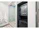 A full bath is conveniently paired with the laundry machine at 255 Marjean Way, Alpharetta, GA 30009