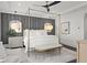 Elegant bedroom with a four-poster bed, designer lighting, and stylish accents at 255 Marjean Way, Alpharetta, GA 30009