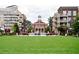 Serene park featuring fountain, manicured lawn, and surrounding buildings at 255 Marjean Way, Alpharetta, GA 30009