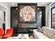 Stylish living room with modern fireplace, statement art, and comfortable furnishings at 255 Marjean Way, Alpharetta, GA 30009