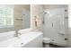Modern bathroom with a glass-enclosed shower, white vanity, and bright natural light at 1165 E Beechwood Nw Dr, Atlanta, GA 30327