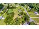 An aerial view of the neighborhood features well-maintained landscaping and the surrounding mature trees at 175 Heritage Farm Ln, Fayetteville, GA 30215