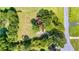 Top-down aerial shot of a property with large, grassy yard, mature trees, and peaceful surroundings at 175 Heritage Farm Ln, Fayetteville, GA 30215