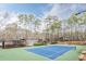 Community tennis court surrounded by lush trees and residential buildings, promoting an active lifestyle at 1901 Cumberland Ct, Smyrna, GA 30080