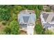 Aerial view of a home with beautiful landscaping, a gray roof and a long driveway at 2717 Skyland Dr, Brookhaven, GA 30319