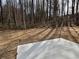 View of backyard with wooded view and concrete patio at 488 West Ave, Bowdon, GA 30108