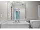 Bathroom vanity area with a white quartz countertop, tile flooring, and chrome fixtures at 2883 Observation Nw Pt, Marietta, GA 30064