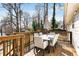 Lovely deck furnished with dining table and chairs, surrounded by mature trees at 2941 Foothill Trl, Marietta, GA 30066