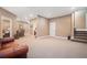 Large finished basement with carpet, recessed lighting, and open layout leading to stairs at 159 Tara Blvd, Loganville, GA 30052