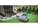 Backyard view showcasing a swimming pool, hot tub, outdoor patio with fireplace, and a multi-level deck at 4440 Croftshire Pl, Cumming, GA 30040