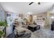 Cozy living room featuring a comfortable couch, area rug, and many plants and decorations at 1050 Wedgewood Ln, Tucker, GA 30084