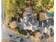 Stunning aerial view of backyard pool, formal gardens and circular driveway of this amazing property at 5400 Saint Lyonn Pl, Marietta, GA 30068