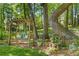 Secluded backyard featuring a swing, mature trees, and lush plants creating a relaxing retreat at 2802 Nettle Ln, Buford, GA 30519