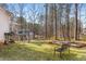 Lush backyard with a raised garden and a bench, offering a serene outdoor retreat with room for gardening and relaxation at 88 Summer Lake Pl, Dallas, GA 30157