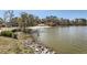 Charming beach access with clear water, sandy shore, and waterfront gazebo at 3045 Riviera Nw Dr, Conyers, GA 30012