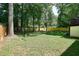 Large, grassy backyard with wooden fence and mature trees; an ideal place to play at 3003 Maple Ln, Alpharetta, GA 30009
