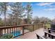 Relaxing back deck with seating overlooking a refreshing pool and lush greenery at 4850 Kentwood Dr, Marietta, GA 30068