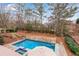 Backyard featuring a sparkling pool, spa, and well-manicured landscaping at 4850 Kentwood Dr, Marietta, GA 30068