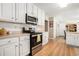 Kitchen featuring modern stainless steel appliances and ample white cabinetry for storage at 524 Plantation Creek Dr, Loganville, GA 30052