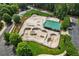 Aerial view of a skatepark featuring ramps, bowls, and green spaces, providing a recreational area for skaters and outdoor enthusiasts at 325 Wynland Trce, Sandy Springs, GA 30350