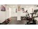 This home gym offers cardio machines, free weights, and mirrored walls to maximize your workout routine at 6090 River Chase Cir, Atlanta, GA 30328