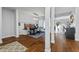 Bright dining room features a unique leather bench and shiplap wall design at 3071 Balearic Se Dr, Marietta, GA 30067