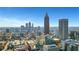 An aerial view of the city skyline and surrounding neighborhood at 855 Peachtree Ne St # 2912, Atlanta, GA 30308
