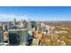 An aerial view of the city skyline and surrounding neighborhood at 855 Peachtree Ne St # 2912, Atlanta, GA 30308