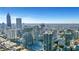 An aerial view of the city skyline and surrounding neighborhood at 855 Peachtree Ne St # 2912, Atlanta, GA 30308