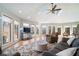 Light-filled sunroom with skylights, hardwood floors, and a wall of windows overlooking the yard at 3290 Coachmans Ne Way, Roswell, GA 30075