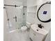 Modern bathroom with white subway tile shower and updated vanity at 1958 Brittania Cir, Woodstock, GA 30188