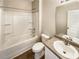 Clean bathroom featuring a shower-tub combo, and a vanity with sink at 7644 Watson Cir, Locust Grove, GA 30248