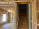 Unfinished basement with staircase and exposed framing at 108 Deer Xing, Temple, GA 30179