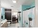 Modern bathroom featuring a sleek vanity, toilet, and in-room laundry at 3384 Nebo Rd, Dallas, GA 30157