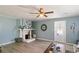 Bright living room with decorative fireplace and updated flooring at 3384 Nebo Rd, Dallas, GA 30157